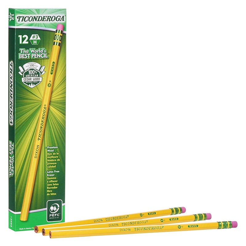 Ticonderoga Pencils, Wood-Cased #3 HB Hard/Fine (4) - Image 2